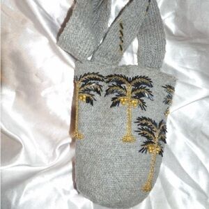 Authentic Colombian Wayuu Mochila with Embellished Palm Tree Designs
